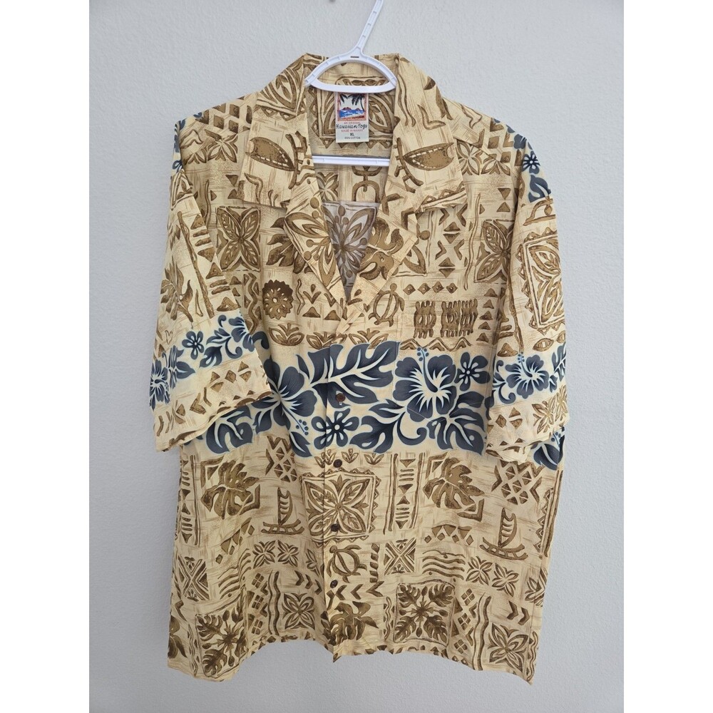 Vintage 1970's/1980's Hawaiian Togs Aloha Shirt  Coconut Buttons Size XL